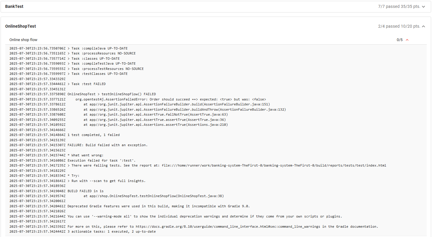 not passed code feedback example